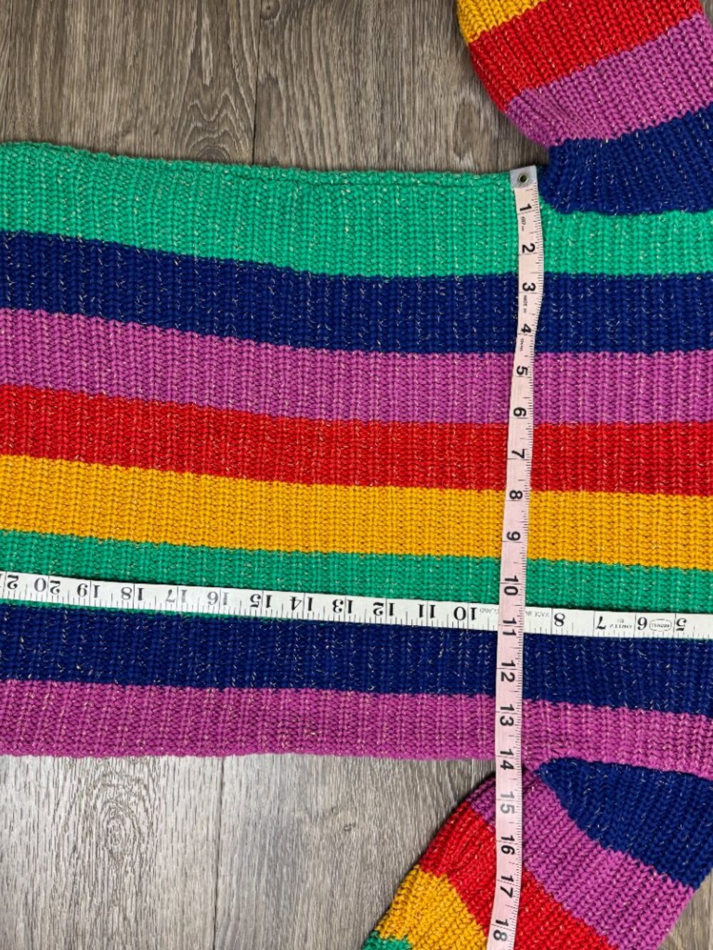 Hanna Andersson Girls Rainbow Striped Metallic Sweater Dress 130 US 8  Like NEW - Picture 7 of 9